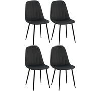 CLP Lot de 4 chaises de Salle à Manger Baxter Velours I Chaise rembourrée avec Structure métallique, Couleur:Noir