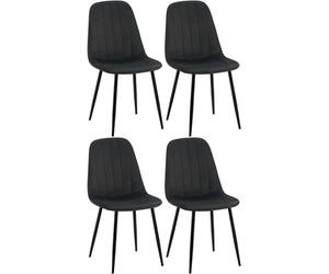 CLP Lot de 4 chaises de Salle à Manger Baxter Velours I Chaise rembourrée avec Structure métallique, Couleur:Noir