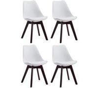 CLP Lot de 4 chaises de salle à manger Borneo V2 en similicuir , Blanc /Noyer Blanc G