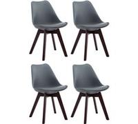 CLP Lot de 4 chaises de salle à manger Borneo V2 en similicuir , Gris/Noyer Gris G