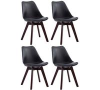 Lot de 4 Chaises - CLP - Borneo V2 - Similicuir - Noir - Noyer