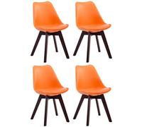CLP Lot de 4 chaises de salle à manger Borneo V2 en similicuir , Orange/Noyer