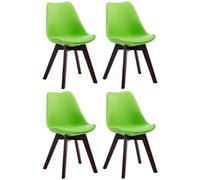 CLP Lot de 4 chaises de salle à manger Borneo V2 en similicuir , Vert/Noyer Vert G