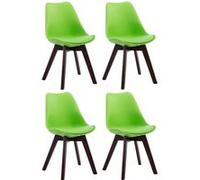 CLP Lot de 4 chaises de salle à manger Borneo V2 en similicuir , Vert/Noyer Vert G