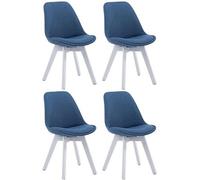 CLP Lot de 4 chaises de salle à manger Borneo V2 en Tissu , Bleu/Blanc