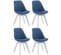 Lot de 4 Chaises - CLP - Borneo V2 - Tissu - Pieds en Bois - Bleu