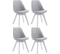 CLP Lot de 4 chaises de salle à manger Borneo V2 en Tissu , Gris/Blanc Gris