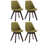 CLP Lot de 4 chaises de salle à manger Borneo V2 en Tissu , Vert/Noyer Vert G