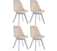 CLP Lot de 4 Chaises de salle à manger Borneo V2 en velours , Crème/Blanc Crème