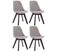 CLP Lot de 4 Chaises de salle à manger Borneo V2 en velours , Gris/Noyer Gris G