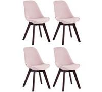 CLP Lot de 4 Chaises de salle à manger Borneo V2 en velours , Rose/Noyer Rose G