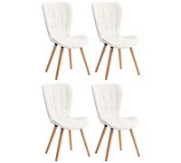 CLP Lot De 4 Chaises De Salle A Manger Design Elda Similicuir I Style Scandinave avec Coutures Décoratives I Dossier Haut Et Piétement en Bois, Couleur:Blanc