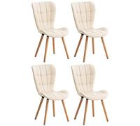 CLP Lot De 4 Chaises De Salle A Manger Design Elda Similicuir I Style Scandinave avec Coutures Décoratives I Dossier Haut Et Piétement en Bois, Couleur:crème