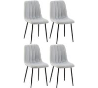 CLP Lot De 4 Chaises De Salle A Manger Dijon Tissu Ou Velours I Surface D'assise Matelassée Pieds en Metal I Charge 150 Kg, Couleur:Gris, Matériel:Tissu