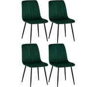 CLP Lot De 4 Chaises De Salle A Manger Dijon Tissu Ou Velours I Surface D'assise Matelassée Pieds en Metal I Charge 150 Kg, Couleur:Vert, Matériel:Velours