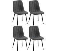 CLP Lot De 4 Chaises De Salle A Manger Dijon Tissu Ou Velours I Surface D'assise Matelassée Pieds en Metal I Charge 150 Kg, Couleur:Gris foncé, Matériel:Tissu