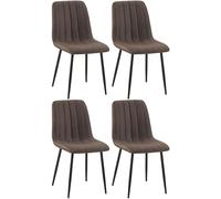 CLP Lot De 4 Chaises De Salle A Manger Dijon Tissu Ou Velours I Surface D'assise Matelassée Pieds en Metal I Charge 150 Kg, Couleur:Marron, Matériel:Tissu