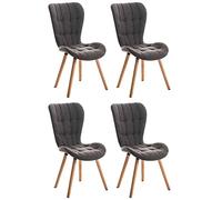 CLP Lot De 4 Chaises De Salle A Manger Elda Tissu I Chaise avec Coutures Décoratives I Assise Rembourrée avec Dossier I Support Bois Nature, Couleur:Gris Clair
