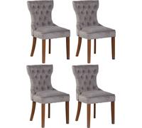CLP Lot de 4 chaises de salle à manger Franca velours rembourré,gris antique-clair