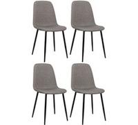 CLP Lot de 4 Chaises de salle à manger Giverny avec Piètement en métal noir , Gris/Tissu Gris G