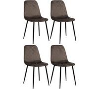 CLP Lot de 4 Chaises de salle à manger Giverny avec Piètement en métal noir , Gris/Velours Gris G