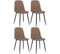 CLP Lot de 4 Chaises de salle à manger Giverny avec Piètement en métal noir , Marron/Tissu Marron G