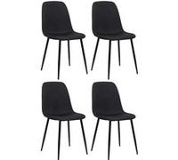 CLP Lot de 4 Chaises de salle à manger Giverny avec Piètement en métal noir , Noir /Tissu Noir G