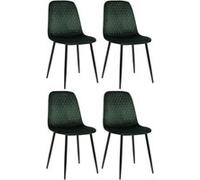 CLP Lot de 4 Chaises de salle à manger Giverny avec Piètement en métal noir , Vert/Velours Vert G