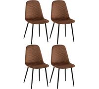 CLP Lot de 4 Chaises de salle à manger Giverny avec Piètement en métal noir , Marron/Velours noir G