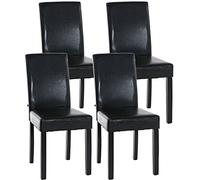 CLP Lot De 4 Chaises De Salle A Manger Ina en Similicuir I Assise Rembourrée I Chaise De Salon avec Pieds en Bois, Couleur:Marron, Couleur du Cadre:Noir