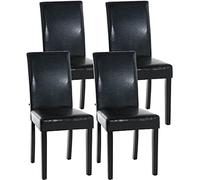 CLP Lot De 4 Chaises De Salle A Manger Ina en Similicuir I Assise Rembourrée I Chaise De Salon avec Pieds en Bois, Couleur:Noir, Couleur du Cadre:Noir
