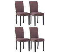 CLP Lot De 4 Chaises De Salle A Manger Ina en Tissu I Assise Rembourrée I Chaise De Salon avec Pieds en Bois, Couleur:Marron, Couleur du Cadre:Noir
