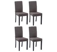 Lot de 4 Chaises de salle à manger Ina en Tissu avec Dossier Haut et Pieds en Bois , Gris foncé-Noir
