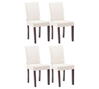 CLP Lot De 4 Chaises De Salle A Manger Ina en Tissu I Assise Rembourrée I Chaise De Salon avec Pieds en Bois, Couleur:crème, Couleur du Cadre:Cappuccino