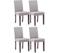 CLP Lot De 4 Chaises De Salle A Manger Ina en Tissu I Assise Rembourrée I Chaise De Salon avec Pieds en Bois, Couleur:Gris Clair, Couleur du Cadre:Cappuccino