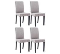 CLP Lot de 4 Chaises de salle à manger Ina Tissu avec pieds en Bois , Gris clair/Noir