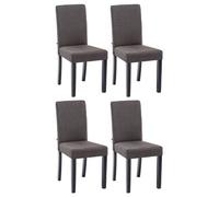 CLP Lot de 4 Chaises de salle à manger Ina Tissu avec pieds en Bois , Gris foncé/Noir