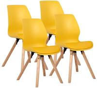 CLP Lot de 4 Chaises de Salle à Manger Luna Rembourrées, Modernes avec Dossier, Stables jusqu'à 136kg, Idéales Salon & Cuisine, Couleur:Jaune, Matériel:Plastique