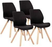 CLP Lot de 4 Chaises de Salle à Manger Luna Rembourrées, Modernes avec Dossier, Stables jusqu'à 136kg, Idéales Salon & Cuisine Couleur:Noir;Matériel:Tissu