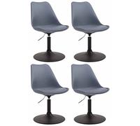 CLP Lot de 4 Chaises de salle à manger Maverick en Plastique avec pied métal , Gris/Noir Gris