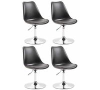 CLP Lot De 4 Chaises De Salle A Manger Maverick en Plastique I Chaises Retro avec Hauteur Réglable Et Siège Pivotant, Couleur:Noir, Couleur du Cadre:Chrome
