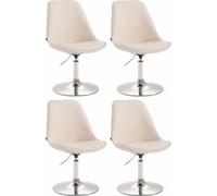 CLP Lot de 4 chaises de salle à manger Maverick similicuir pivotantes et réglables en continu,blanc blanc