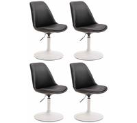 CLP Lot de 4 chaises de salle à manger Maverick similicuir pivotantes et réglables en continu,noir blanc