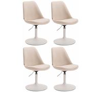 CLP Lot de 4 chaises de salle à manger Maverick Tissu pivotant et réglable en continu,crème blanc