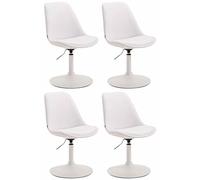 CLP Lot De 4 Chaises De Salle A Manger Mavevick en Similicuir I Design Retro I Ajustable Et Pivotante I Pied en Métal, Couleur:Blanc, Couleur du Cadre:Blanc