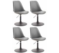 CLP Lot De 4 Chaises De Salle A Manger Mavevick en Similicuir I Design Retro I Ajustable Et Pivotante I Pied en Métal, Couleur:Gris, Couleur du Cadre:Noir