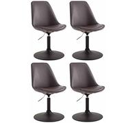 CLP Lot De 4 Chaises De Salle A Manger Mavevick en Similicuir I Design Retro I Ajustable Et Pivotante I Pied en Métal, Couleur:Marron, Couleur du Cadre:Noir