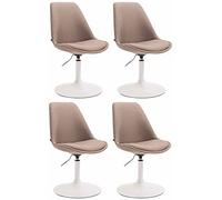 CLP Lot De 4 Chaises De Salle A Manger Mavevick en Tissu I Design Retro I Ajustable Et Pivotante I Pied en Métal, Couleur:Taupe, Couleur du Cadre:Blanc