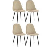 CLP Lot De 4 Chaises De Salle A Manger Napier I Surface D'assise Matelassée I Différents Revêtements I Pieds en Metal I Charge Max.150 Kg, Couleur:Taupe, Matériel:Tissu