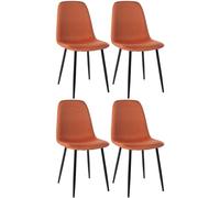 CLP Lot De 4 Chaises De Salle A Manger Napier I Surface D'assise Matelassée I Différents Revêtements I Pieds en Metal I Charge Max.150 Kg, Couleur:Orange, Matériel:Tissu